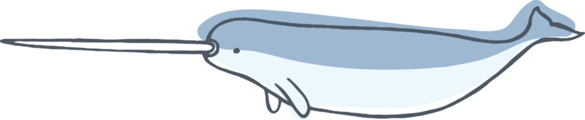 Narwhal or Unicorn Fish Hand Drawn Illustration © Good Studio
