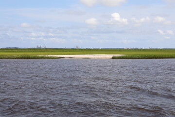 landscape with river and blue sky