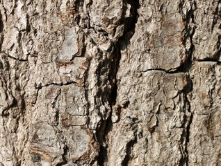 close up of a brown-gray tree bark of an oak tree