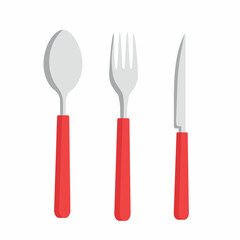 Spoon with fork and knife isolated on white background. Vector stock