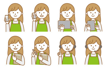 女性 エプロン 人物 イラスト ベクター AI 素材