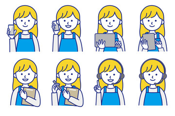 女性 エプロン 人物 イラスト ベクター AI 素材