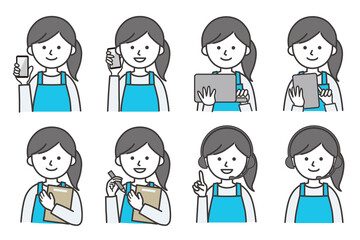 女性 エプロン 人物 イラスト ベクター AI 素材