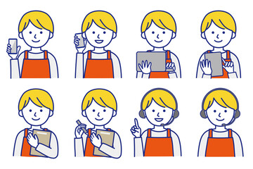 男性 エプロン 人物 イラスト ベクター AI 素材