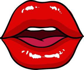 Open Mouth with Bright Red Lips Comics Illustration