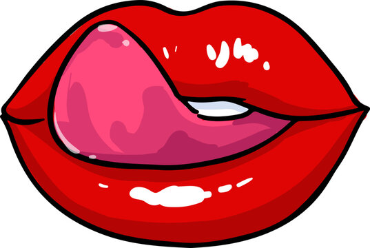 Tongue Licking Red Lips Comics Illustration