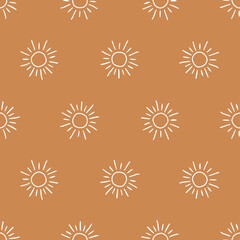 Seamless pattern with hand drawn suns