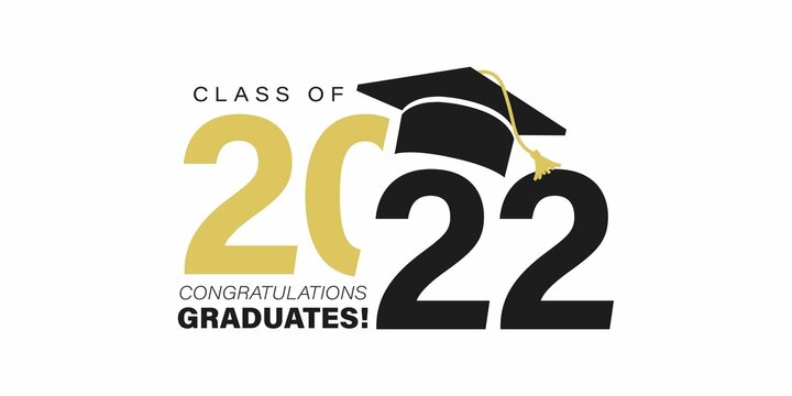 Class of 2022. Congratulations graduates typography design with black and gold colors. Modern template for graduation ceremony, stamp, seal, print, shirt. Congrats graduates stock vector illustration