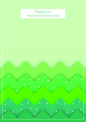 Abstract paper-cut background in zigzag style, green color tone