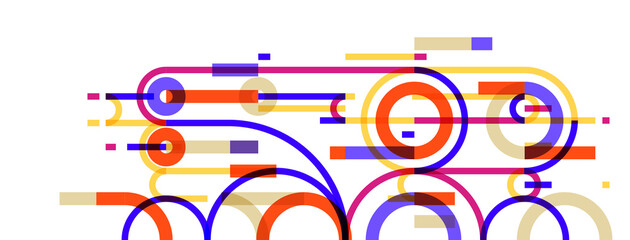 Fototapeta premium Abstract circles and lines vector background, geometric composition drawing technology plan, loop circular digital scheme.
