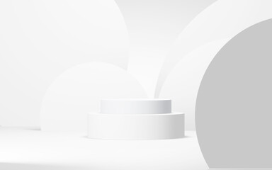 Podium abstract background. Geometric shape.white colors scene. Minimal 3d rendering. Scene with geometrical background. 3d render