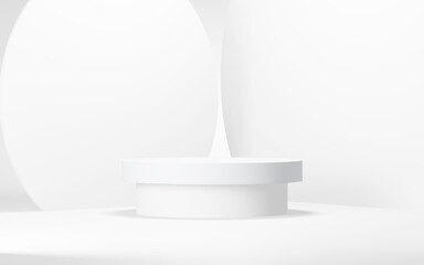 Podium abstract background. Geometric shape.white colors scene. Minimal 3d rendering. Scene with geometrical background. 3d render