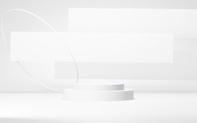 Podium abstract background. Geometric shape.white colors scene. Minimal 3d rendering. Scene with geometrical background. 3d render