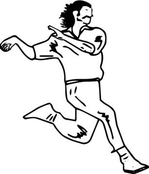 Line art illustration of fast bowler in cricket match, outline sketch drawing vector of fast bowler