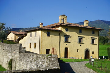 Fototapeta na wymiar Captain's house in the fortress of Monte Alfonso in Castelnuovo Garfagnana, Tuscany, Italy