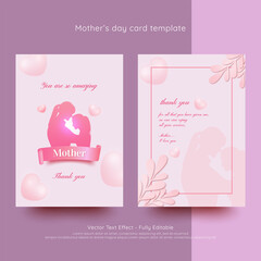 Realistic Mother's day card with silhouette mother and child