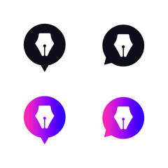 chat pen logo. round message shape vector illustration.
