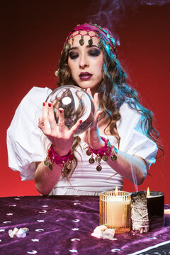 Soothsayer telling fortunes with magic ball