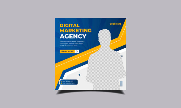 Digital marketing agency minimal square banner template, social media banner design, square banner design, agency banner design, social media template design, socail media post design