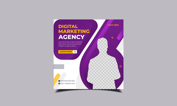 Digital marketing agency minimal square banner template, social media banner design, square banner design, agency banner design, social media template design, socail media post design