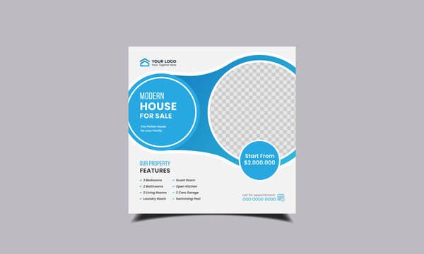 Real estate sale social media post banner template, Real estate sale social media banner template
