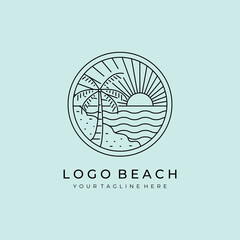 beach line icon logo vector symbol illustration design, surfboard california minimal vector design