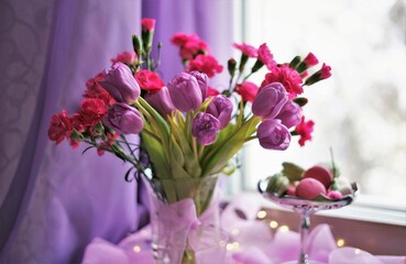 bouquet of pink tulips