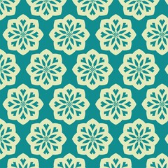 Pattern with geometric floral elements on a dark background