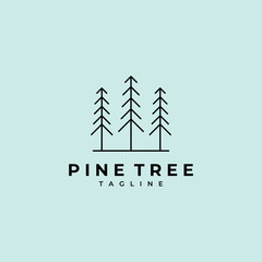 line art pine tree logo minimalist design inspiration vector image
