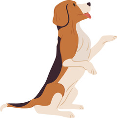 Dog of Beagle Breed Standing on Hind Legs Illustration © Good Studio