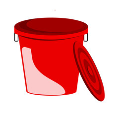 big bucket with open lid vector icon illustration
