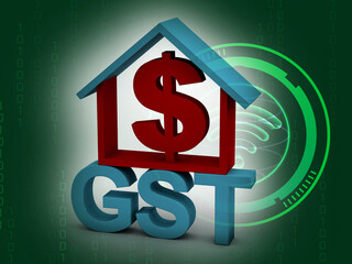 3d rendering GST Tax dollar sign in home