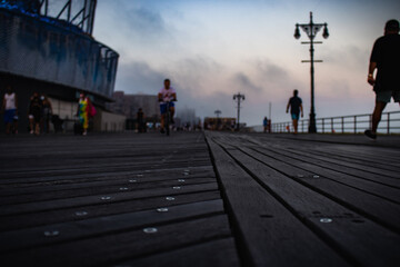 People on a quay with a wooden floor