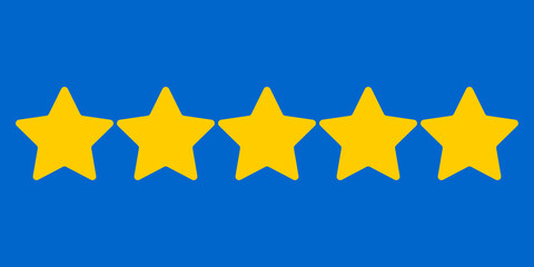 The stars are yellow, on a blue background. Rating of sites, hotels, tour packages, online stores, reviews. 