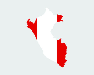 Peru Flag Map. Map of the Republic of Peru with the Peruvian country banner. Vector Illustration.