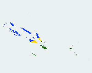 Solomon Islands Flag Map. Map of the Solomon Islands with country banner. Vector Illustration.