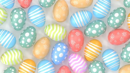Trendy Easter design with hand painted strokes and dots, in pastel colors. (3d illustration)