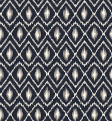 Hand-Drawn Traditional Boho Ikat Diamonds Vector Seamless Pattern. Modern Retro Woven Geometric Print, Perfect for Textiles, Fashion, Background. Tribal Texture