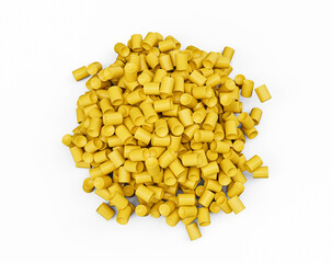 3D illustration of a bunch of yellow med pills