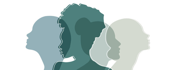 Banner background of human profile silhouette, vector illustration