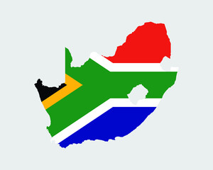South Africa Flag Map. Map of the Republic of South Africa with the South African country banner. Vector Illustration.
