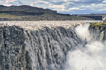 Obraz premium Amazing panorama at Dettifoss waterfall in Iceland