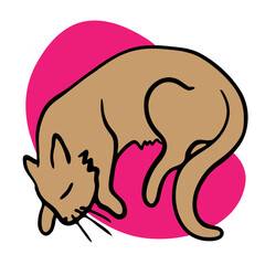 Cat vector line illustration isolated on white background for avatar, logotype, store, clinic, stickers and book design. Doodle lying cat modern illustration.