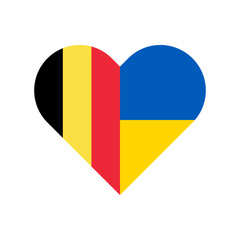 Fototapeta premium heart shape icon with belgium and ukraine flags. vector illustration isolated on white background
