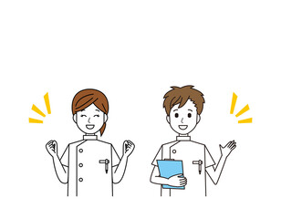 男性と女性の看護師　医療従事者　イラスト