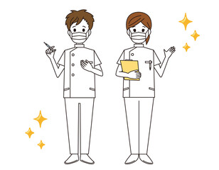 男性と女性の看護師　医療従事者　イラスト