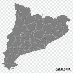 Blank map Catalonia of Spain. High quality map Comarcas of Catalonia on transparent background for your web site design, logo, app, UI.  Spain.  EPS10.