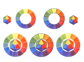 Watercolor Color Wheel. Hand drawn watercolor spectrum