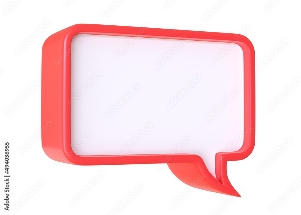 Fototapete 3d minimal red chat bubble isolated on a white background with copy space. speech bubble icon. comme