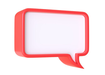 3D Minimal red chat bubble isolated on a white background with copy space. Speech bubble icon. Comment symbol. Bubble talk. Comment sign. 3d rendering 3d illustration